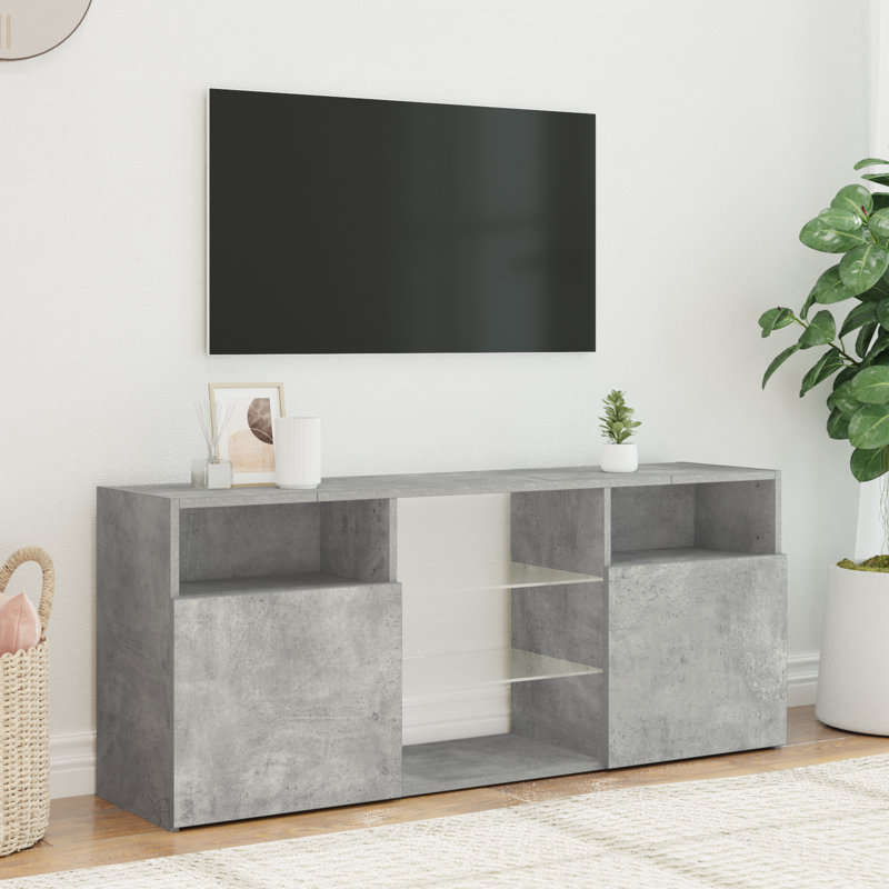 Evelia Unfinished TV Stand for TVs up to 50", Concrete Grey