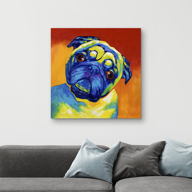 Curious pug - 32"x32" art on canvas