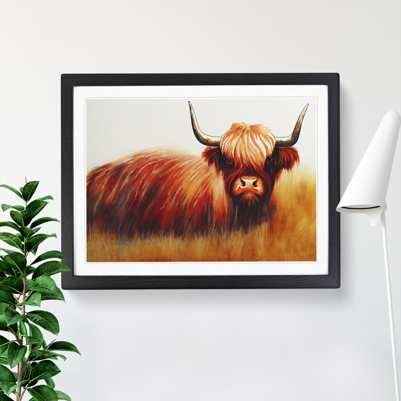 Highland Cow Vol.3 - Single Picture Frame Print, Black, 34cm H x 46cm W x 2cm D