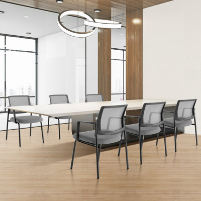 6 Pack Mesh Back Stacking Arm Chairs, Guest Reception Chairs, Ergonomic Office Chair With Armrests