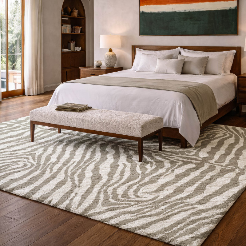 Tapis à poils longs de qualité supérieure lavable à la machine Dream, Taupe, 5 pi x 7 pi 6 po