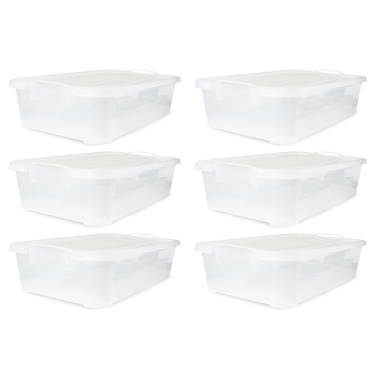 Life Story Clear 6-Quart Storage Box with Green Snap Lids, 6-Pack