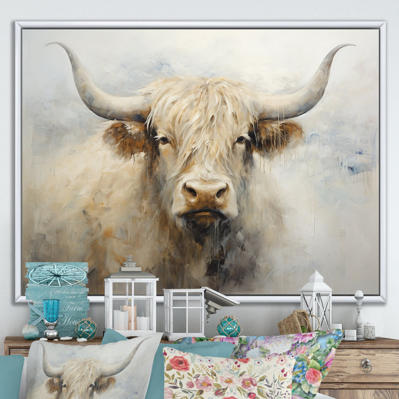 Minimalisme, peinture sur toile de yak beige III, Cadre flottant blanc, H 30 po x l 40 po x P 1,5 po