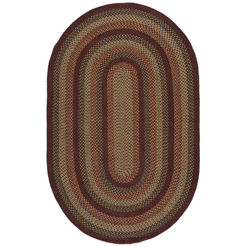 Halimat Flat Weave 0.92 Cotton 0.08 Others Geometric Rug, Oval 5' x 8'