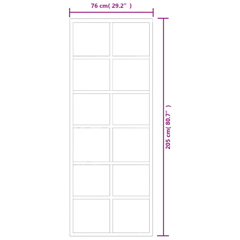 Vidaxl Sliding Door With Hardware Set ESG Glass&Aluminium 102X205 Cm, 205cm H x 76cm W