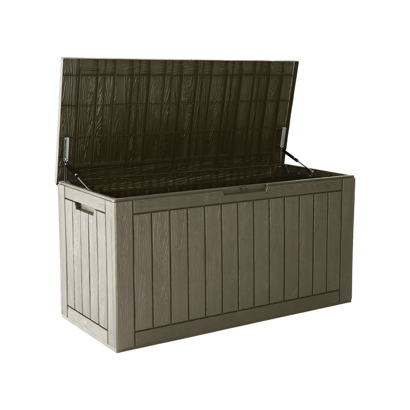 Coffre de terrasse en résine 120 gallons verrouillable et imperméable, Gris