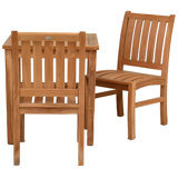 3 Piece Teak Wood Outdoor Patio Bistro Dining Set Including 27" Square Table With 2 Abaco Side Chairs