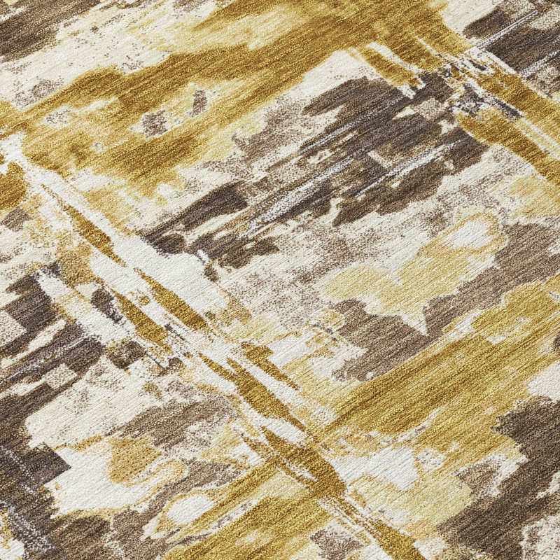 Machine Washable Indoor/Outdoor Chantille ACN2627 Abstract Rug, Turmeric, 9' x 12'