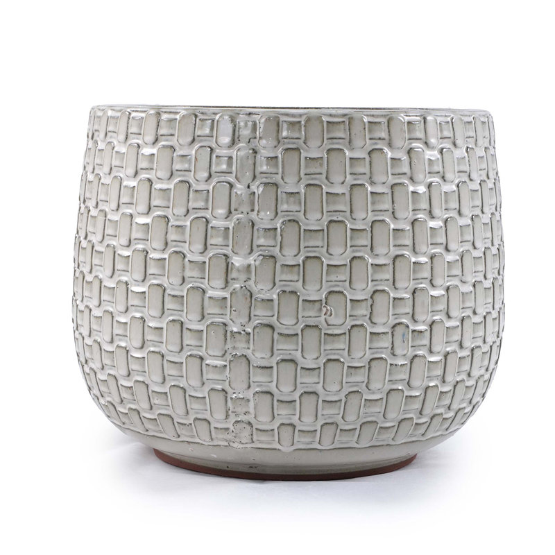 Three-piece Set of Ceramic Flowerpots for Patio, Garden or Windowsills with Contemporary Design and Versatile Use