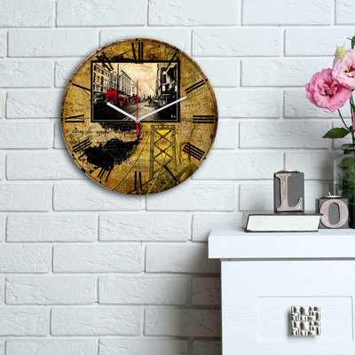 Horloge murale élégante Elegant, 11,8 pouces de diamètre | 100% panneau de fibres à densité moyenne avec une épaisseur de 0,2 pouce | Design élégant pour la maison ou le bureau | La montre moderne ajoute de la sophistication à n'importe quel espa