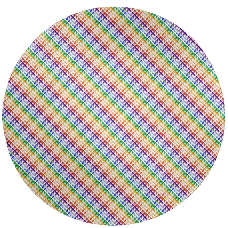 Tapis géométrique vert/mauve/jaune dégradé, Rond 5 pi