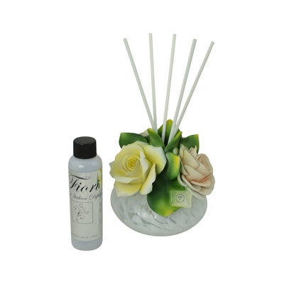 8" Capodimonte Porcelain Oil Diffuser with Red Roses