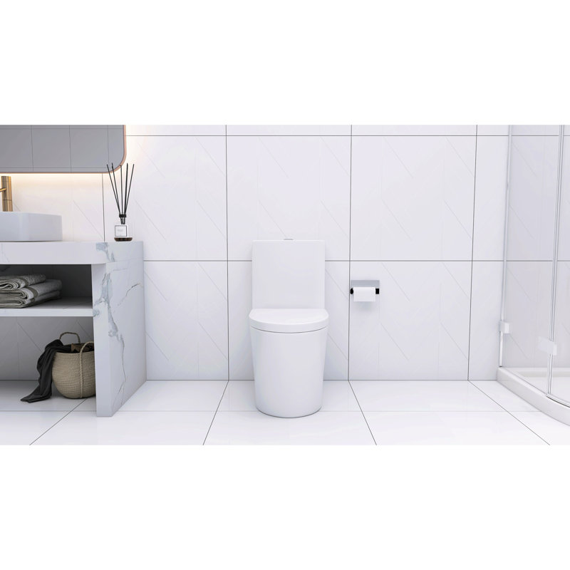 Toilette de salle de bain allongée avec chasse d'eau puissante et facile à nettoyer