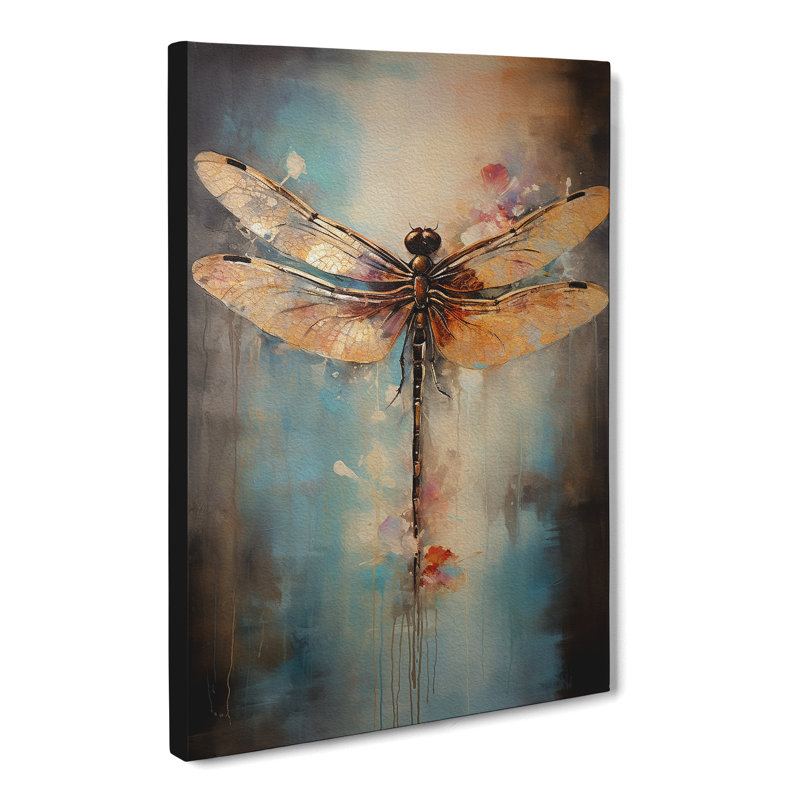 Dragonfly Gestural Art No.2 - Wrapped Canvas, 50cm H x 35cm W x 3cm D