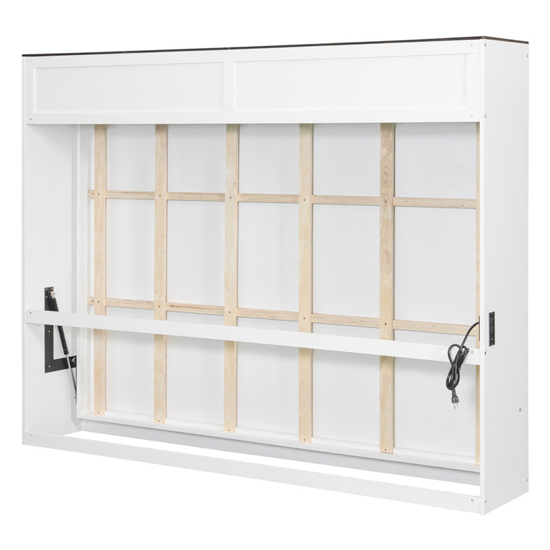 Grand lit escamotable mural et USB, Blanc