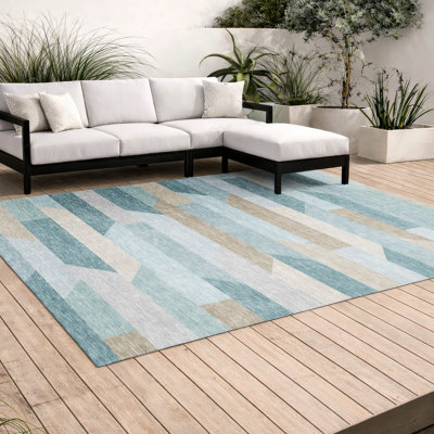 Tapis rayé Chantille ACN3113 lavable à la machine pour intérieur/extérieur