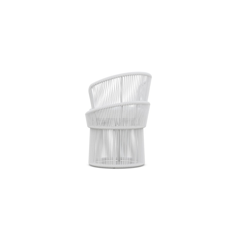 Palma Swivel Patio Dining Armchair with Cushion, Matte White Frame/White Mist Cushion