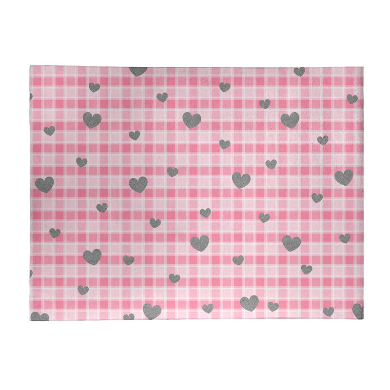 Tapis gris/fait main zone rose, Rectangle 9 pi x 12 pi