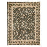 Hand Knotted Wool Area Rug in Olive Green