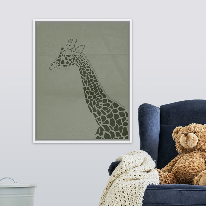 Décoration murale pour enfants giraffe ii, Cadre pour toile flottant blanc, H 30 po x l 24 po x P 1,2 po