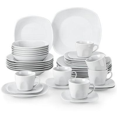 Dazhanae 36 Piece Porcelain China Dinnerware Set - Service for 6
