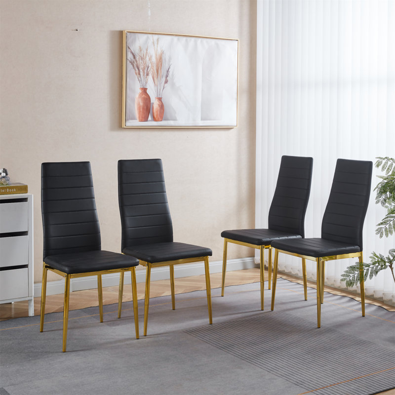 Ensemble de 4 chaises seulement, sans les tables, Or, Gris foncé