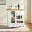 Kitchen Island Cart With Walnut Wood Top, Rolling Storage Cabinet On Wheels With Drawers, Sideboard Buffet With Towel Bar, White