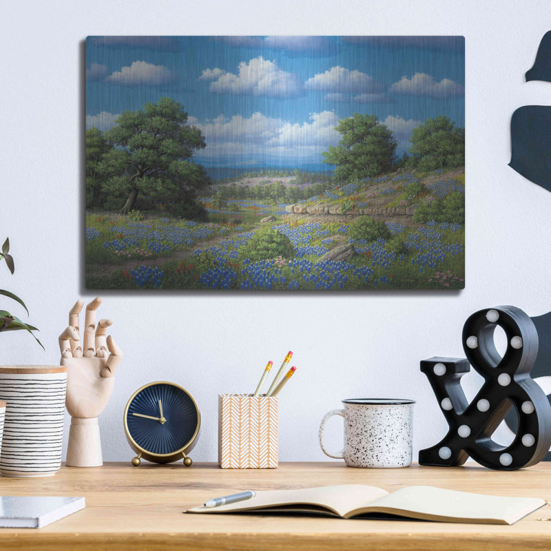 Hill Country Blues par R. Hed - peinture sur métal sans cadre, H 12 po x l 16 po x P 0,13 po