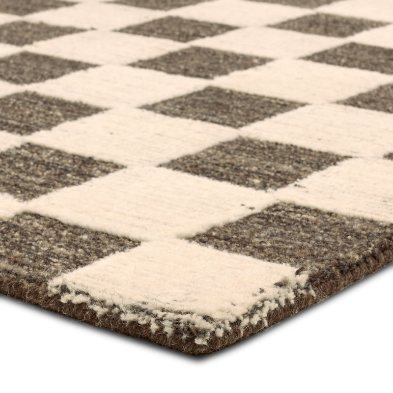 Tapis brun clair en laine touffeté à la main Finnigan, Rectangle 9 pi 6 po x 13 pi 6 po