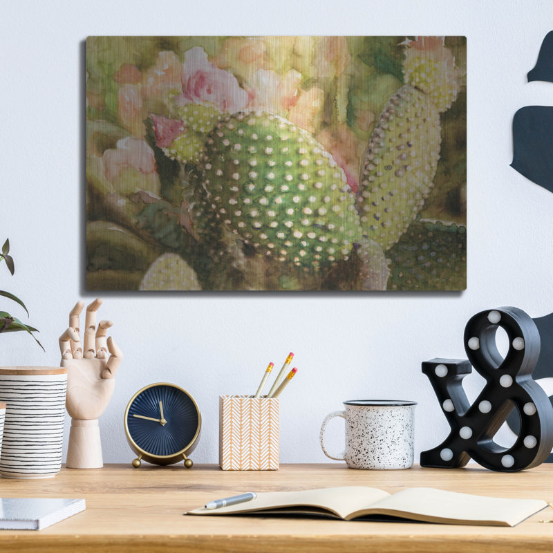 «Cactus Flowers» par Stellar Design Studio, art mural en métal, 16 po x 12 po, H 12 po x l 16 po