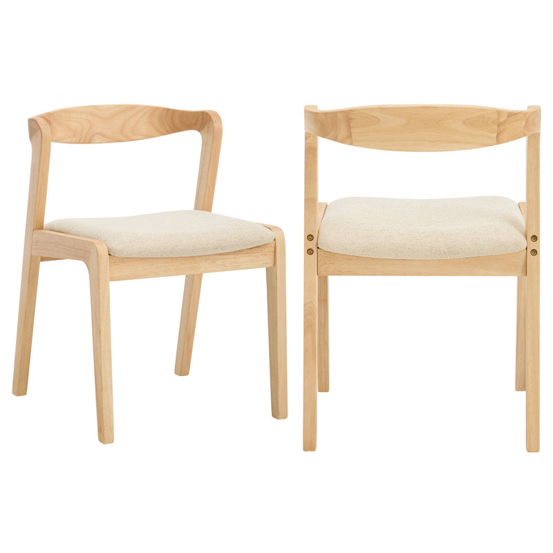Chaise de salle à manger rembourrée avec dossier incurvé 19,1 po Avia, Lin beige, Naturel