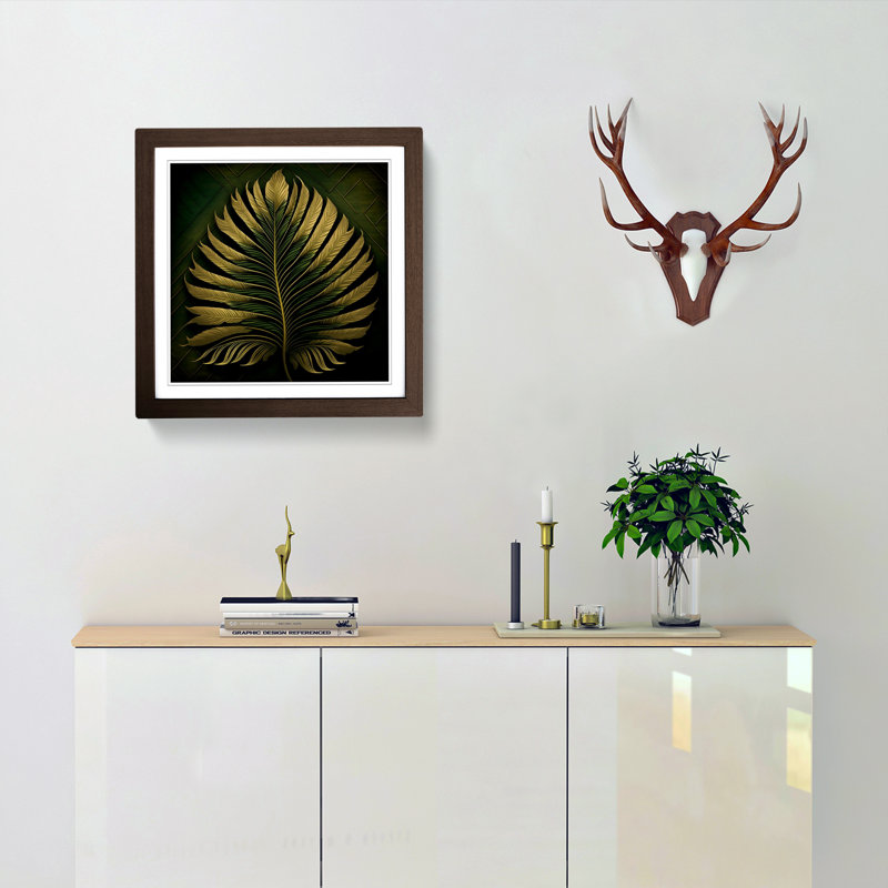 Palm Leaf Ornamental - Framed Print, Walnut