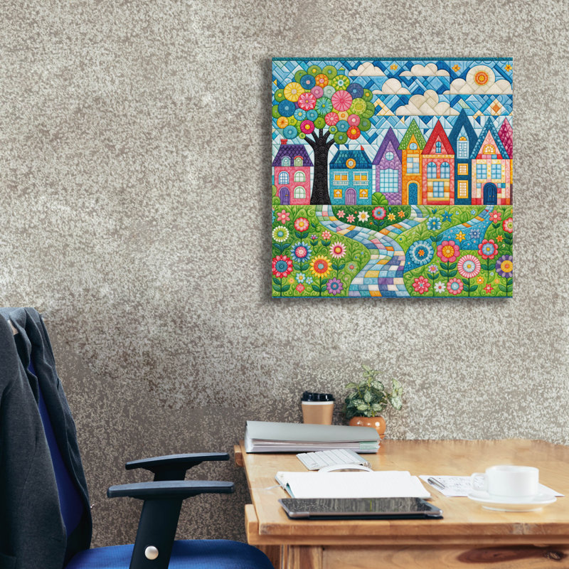  «Quilt Style Scene 1» par Rey Klimt, art mural sur toile, 26 po x 26 po