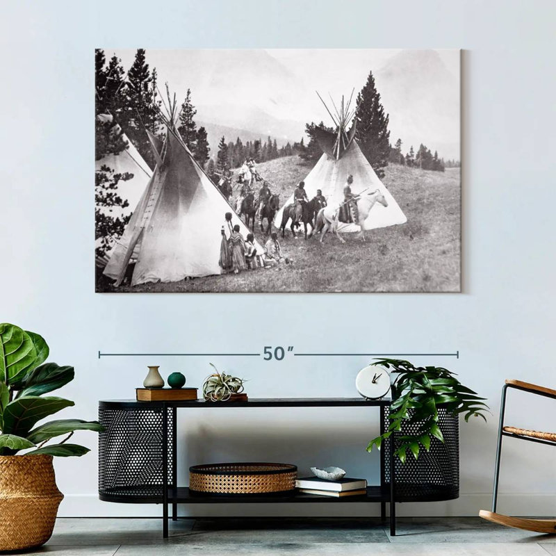 Native American Teepee Camp Montana, 34" H x 51" W
