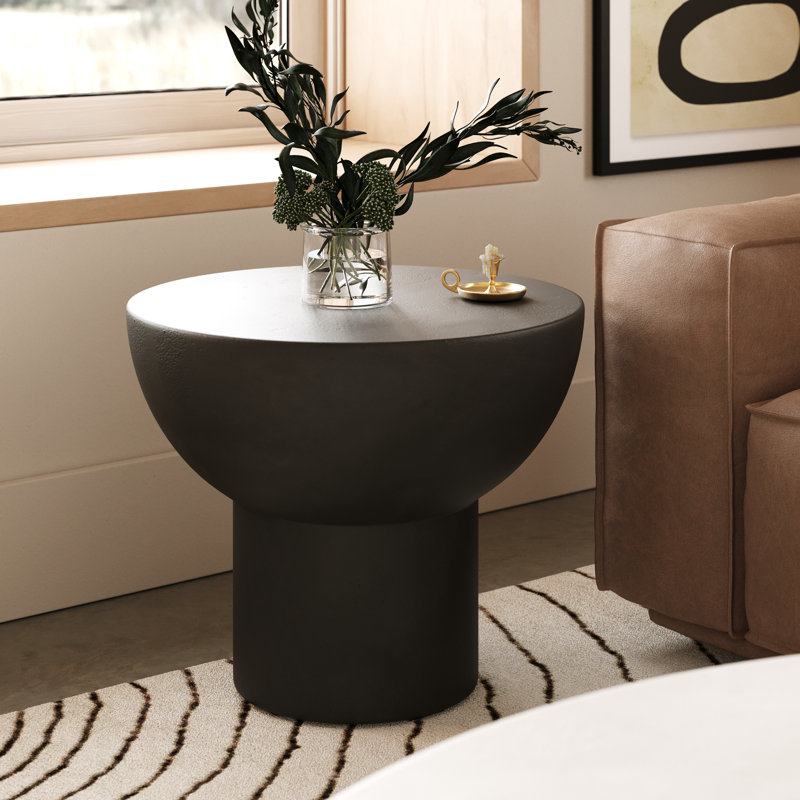 Fate - Modern Concrete End Table, Black