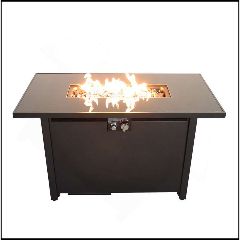 Table de foyer d'extérieur en acier avec couvercle H 25 po x l 42 po