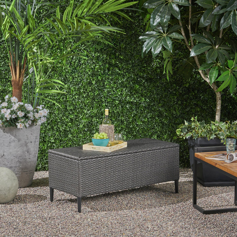 Banc de rangement en rotin pour l'extérieur, Gris