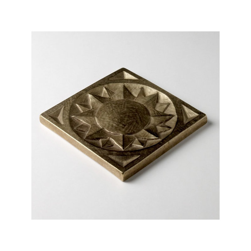 3" x 3" Metal Sun Decorative Tile Inser, Traditional Bronze