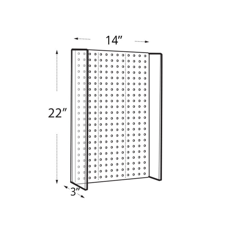 13.5"W x 22"H Pegboard Powerwing Display, Clear