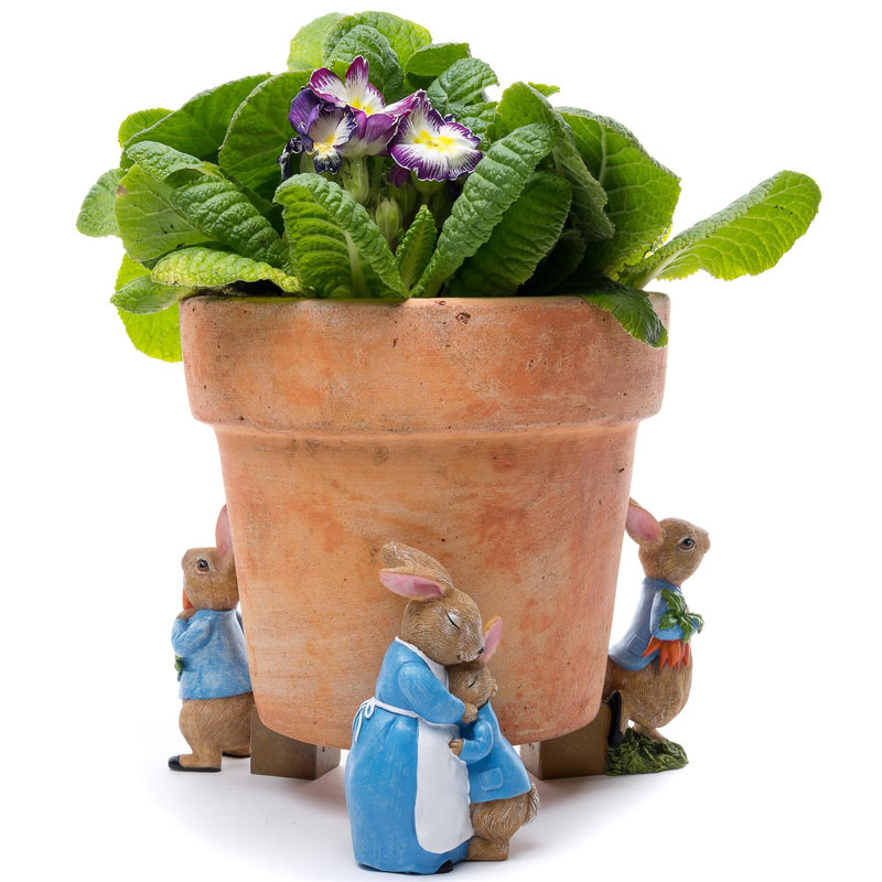 Salamon Stone Weather Resistant Planter Feet, Light Brown/Blue/White
