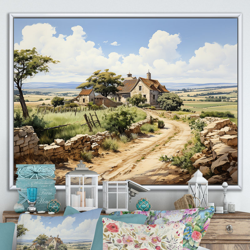 «Vineyard Scenery Landscape Beauty V», reproduction sur toile, Cadre flottant blanc, H 12 po x l 20 po x P 1 po