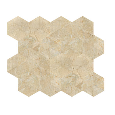 Hexagon Gold Yellow Beige  Marble,Natural Marble, For Wall,FS Textured Finished, 3D Fluted Marble, Natural Stone, Genuine Marble, Real Marble, 1 Box 12 Pcs