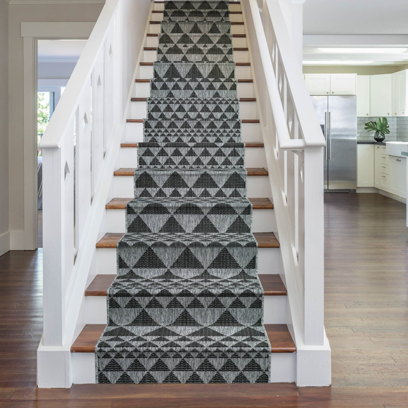 Stair Runner Geometric Shapes Flatweave Area Rug, Runner 80 x 450 cm