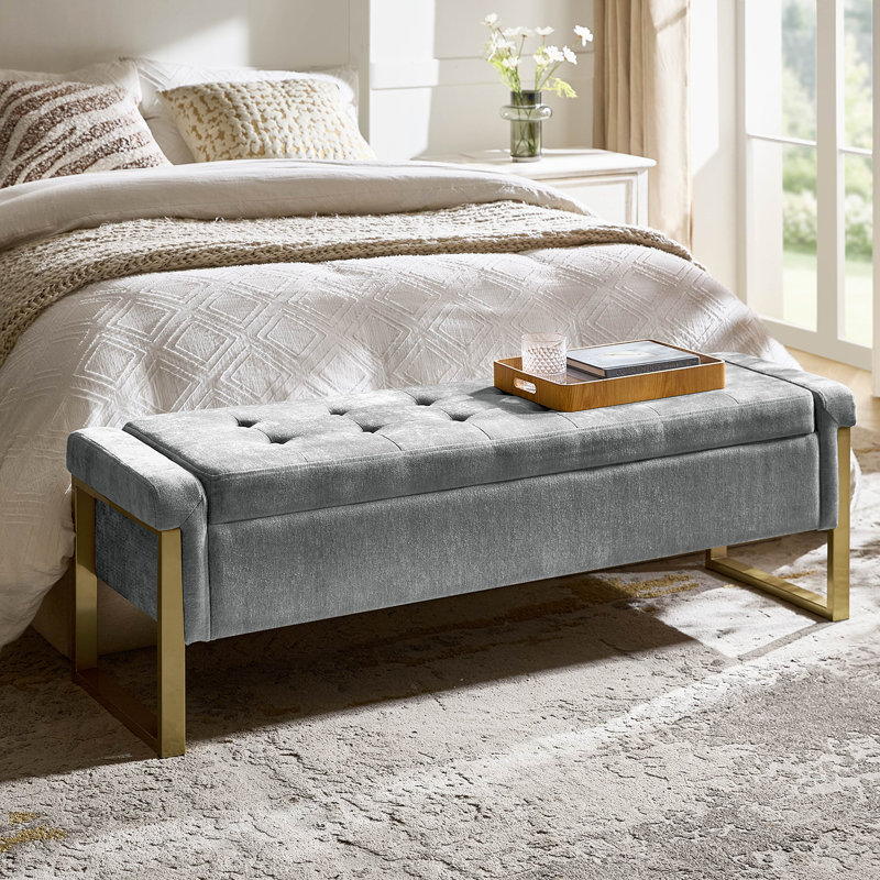 Banc de rangement rembourré Shanieka, Gris