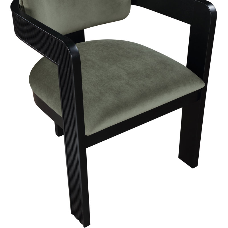 Chaise rembourrée Sacha Frink, Velours vert, Noir