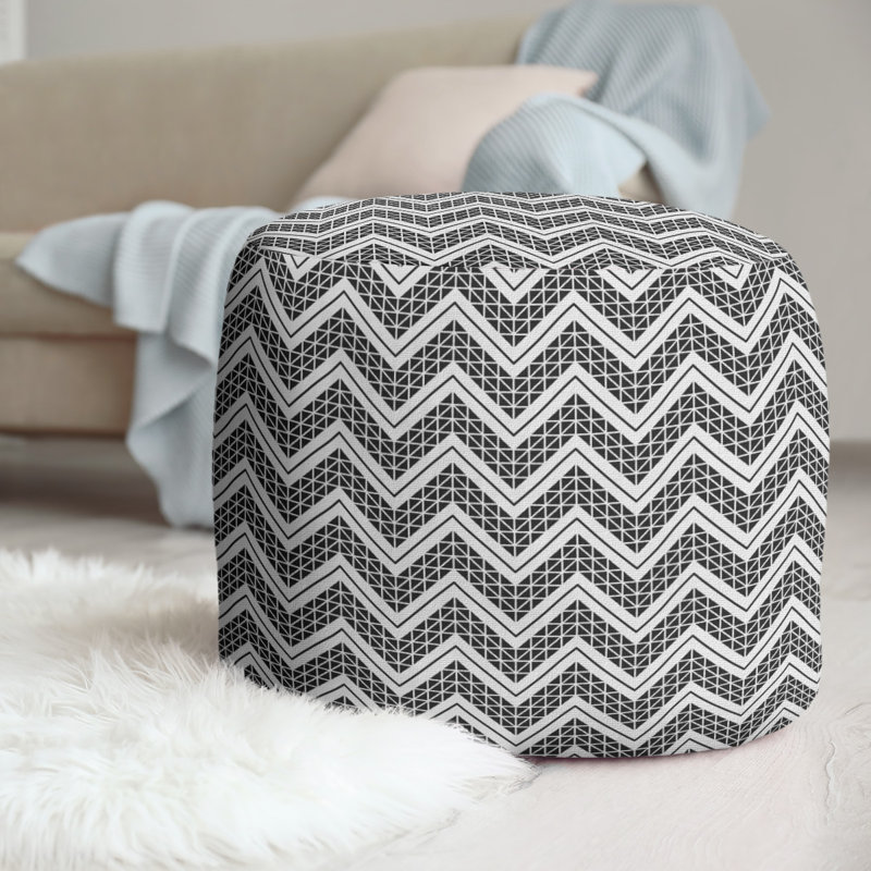 Upholstered Pouf, Light Black