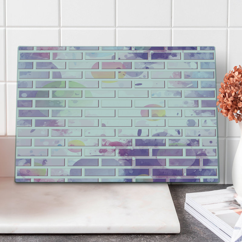 Ambesonne Violet Cutting Board Large Size Vector Graffiti Brick Violet and Lavender