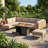 9-Piece Outdoor Premium Patio Wicker Sectional Seating Group With Cushions And Fire Pit Table-2063479106