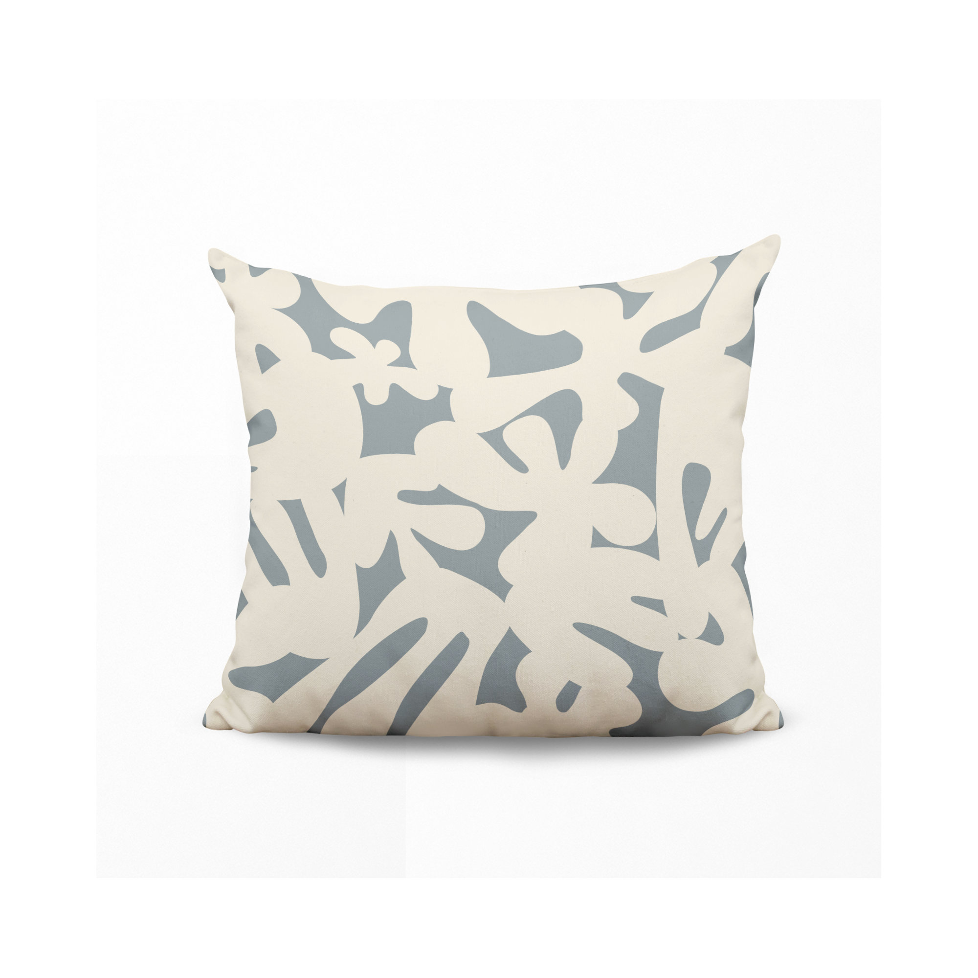 Lara Spun Polyester Indoor/Outdoor Throw Pillow, 17" x 17", Gray/Off White