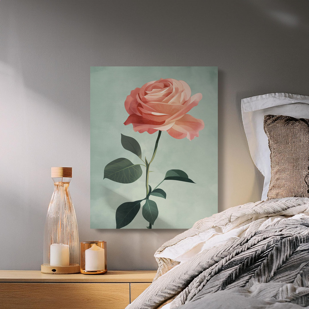 Blush Pink Rose Botanical Canvas Print